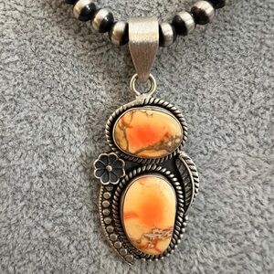 ❤️ Sea Sediment Jasper Statement Navajo Brushed 925 Pendant 2.04”L Unisex 9.5G